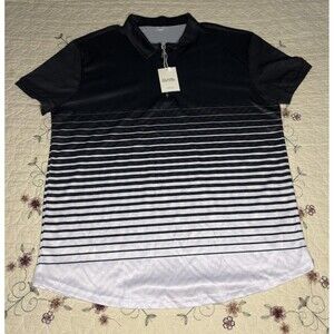 Duval North America 2XL Men’s Polo Shirt Black White Striped Short Sleeve